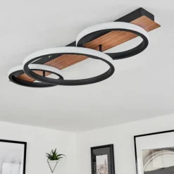 Luminaires Scandinaves-hofstein Plafonnier Canhestros LED Brun, Couleur bois, Noir, 1 lumière