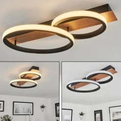 Luminaires Scandinaves-hofstein Plafonnier Canhestros LED Couleur bois, Noir, 1 lumière