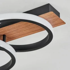 Luminaires Scandinaves-hofstein Plafonnier Canhestros LED Couleur bois, Noir, 1 lumière