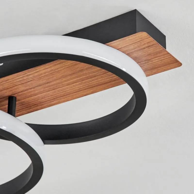 Luminaires Scandinaves-hofstein Plafonnier Canhestros LED Couleur bois, Noir, 1 lumière