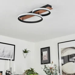 Luminaires Scandinaves-hofstein Plafonnier Canhestros LED Couleur bois, Noir, 1 lumière