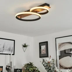 Luminaires Scandinaves-hofstein Plafonnier Canhestros LED Couleur bois, Noir, 1 lumière