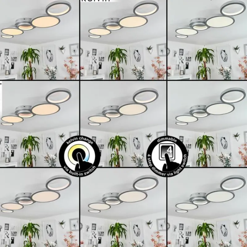 hofstein Plafonnier Carabajal LED Titane, 1 lumière