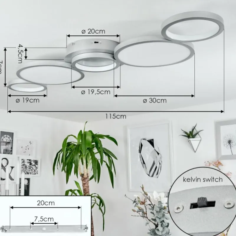 hofstein Plafonnier Carabajal LED Titane, 1 lumière