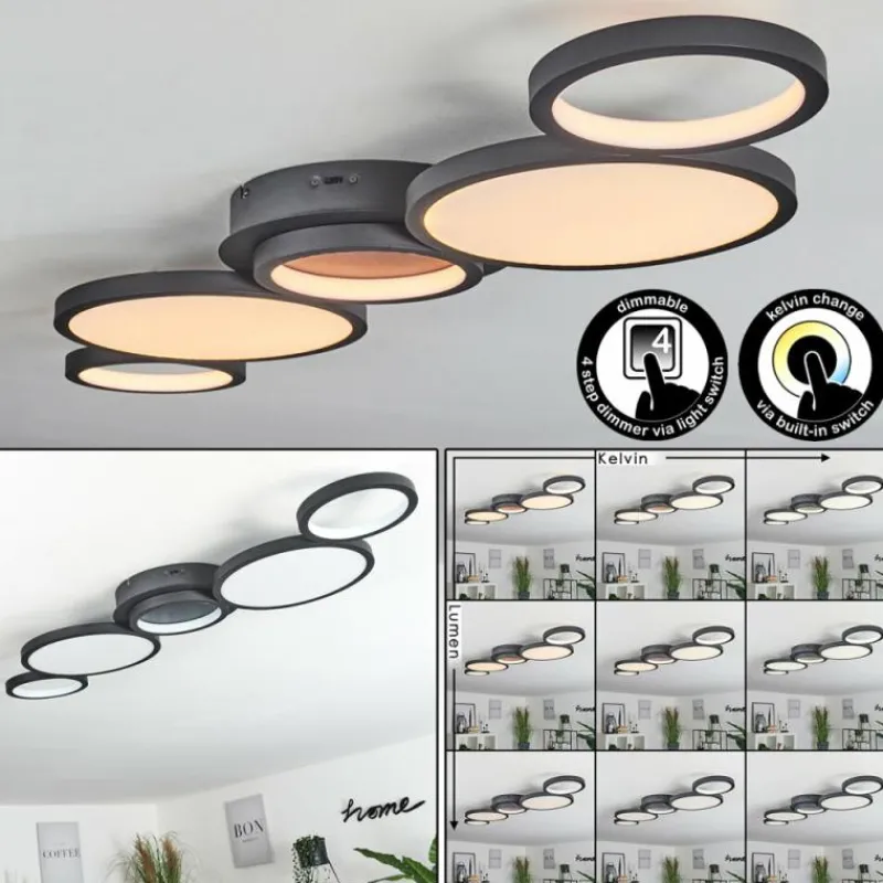 hofstein Plafonnier Carabajal LED Noir, 1 lumière