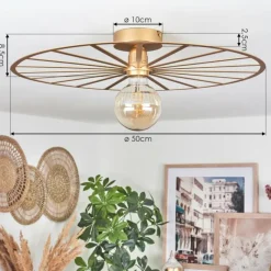 Lampes Vintages & Rétros-hofstein Plafonnier Carqueja Laiton, 1 lumière