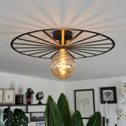 Lampes Industrielles-hofstein Plafonnier Carqueja Noir, 1 lumière