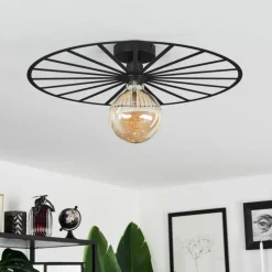 Lampes Industrielles-hofstein Plafonnier Carqueja Noir, 1 lumière