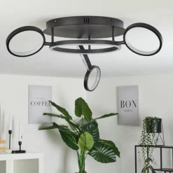 hofstein Plafonnier Carrisito LED Noir, 1 lumière