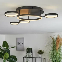 hofstein Plafonnier Carrisito LED Noir, 1 lumière