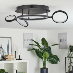 hofstein Plafonnier Carrisito LED Noir, 1 lumière