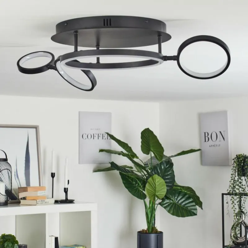 hofstein Plafonnier Carrisito LED Noir, 1 lumière