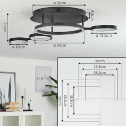 hofstein Plafonnier Carrisito LED Noir, 1 lumière