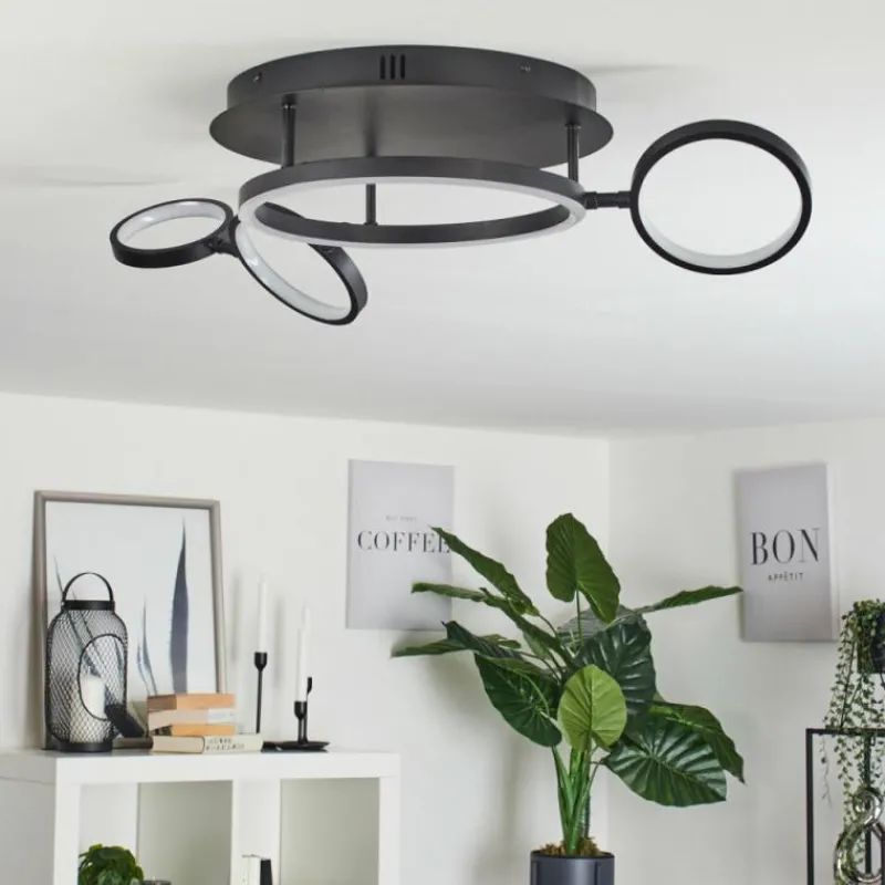 hofstein Plafonnier Carrisito LED Noir, 1 lumière