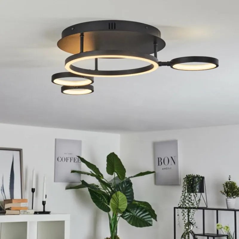 hofstein Plafonnier Carrisito LED Noir, 1 lumière