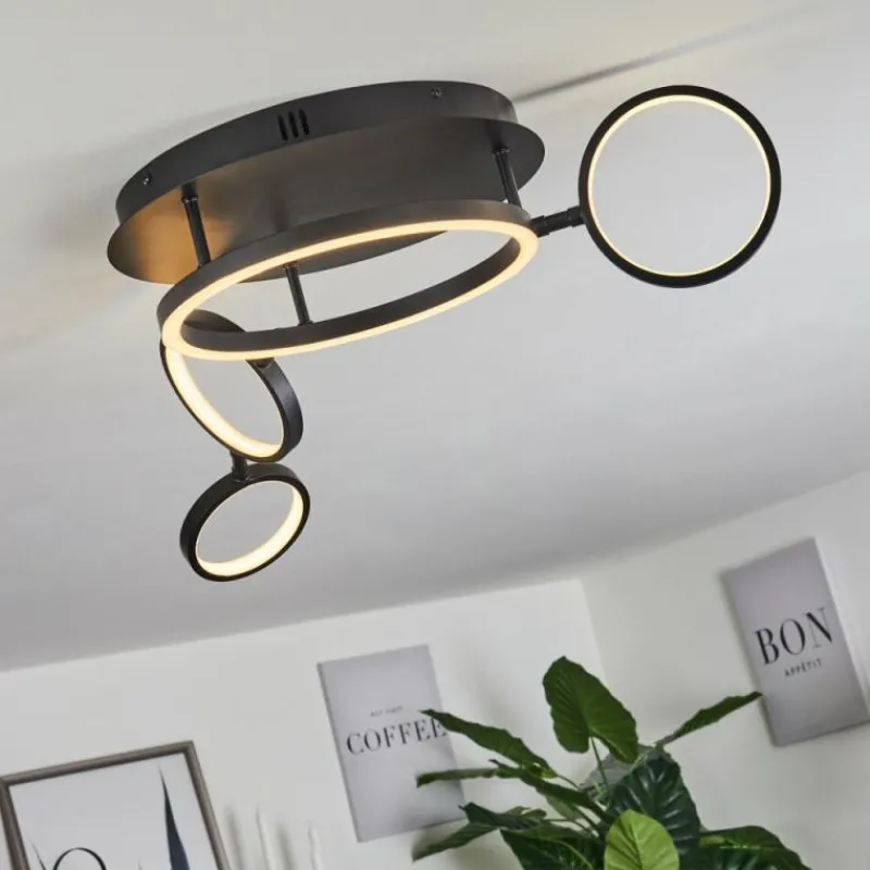 hofstein Plafonnier Carrisito LED Noir, 1 lumière
