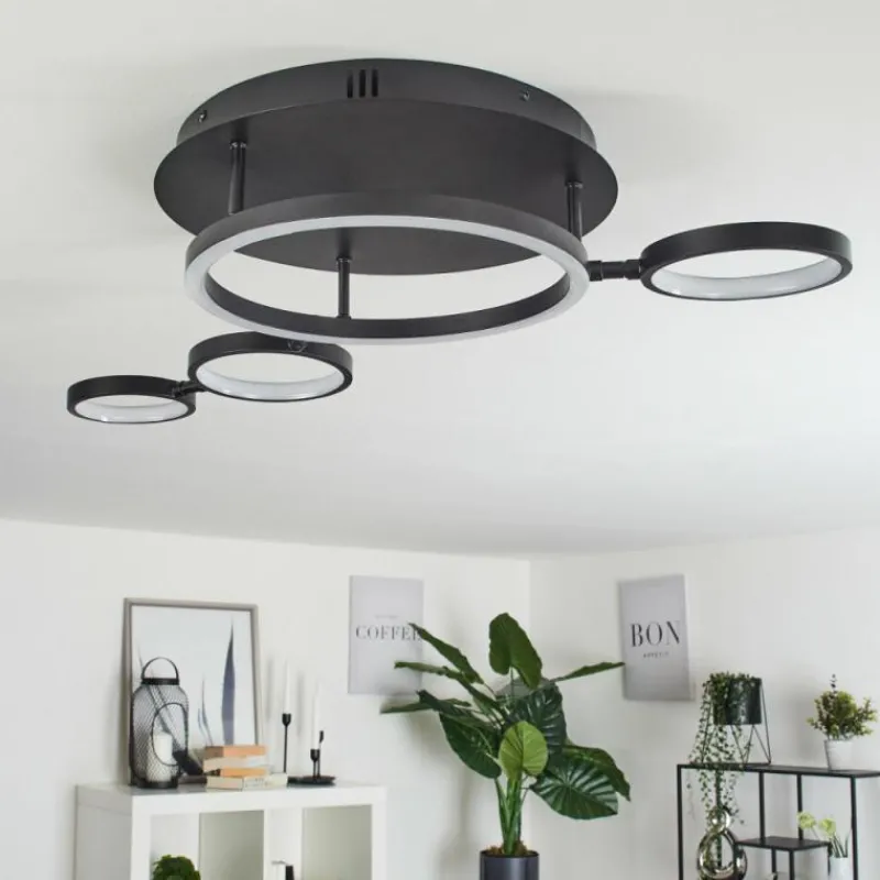 hofstein Plafonnier Carrisito LED Noir, 1 lumière