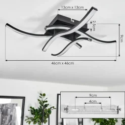 hofstein Plafonnier Casais LED Noir, 4 lumières