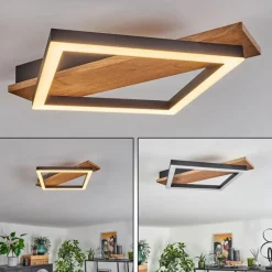 hofstein Plafonnier Cascada Brun, Couleur bois, Noir, 1 lumière