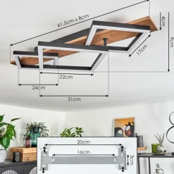 hofstein Plafonnier Cascada Brun, Couleur bois, Noir, 1 lumière