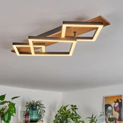 hofstein Plafonnier Cascada Brun, Couleur bois, Noir, 1 lumière