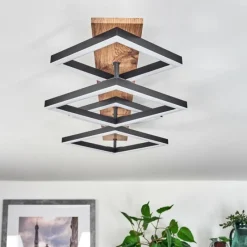 hofstein Plafonnier Cascada LED Brun, Couleur bois, Noir, 1 lumière