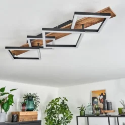 hofstein Plafonnier Cascada LED Brun, Couleur bois, Noir, 1 lumière