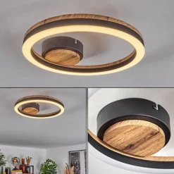 hofstein Plafonnier Cascada LED Brun, Couleur bois, Noir, 1 lumière