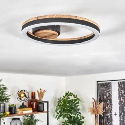 hofstein Plafonnier Cascada LED Brun, Couleur bois, Noir, 1 lumière