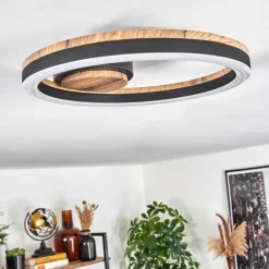 hofstein Plafonnier Cascada LED Brun, Couleur bois, Noir, 1 lumière