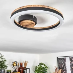 hofstein Plafonnier Cascada LED Brun, Couleur bois, Noir, 1 lumière