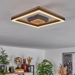 hofstein Plafonnier Cascada LED Brun, Couleur bois, Noir, 1 lumière