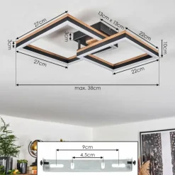 Lampes En Bois-Lampe Plafonnier Cascada LED Brun, Couleur bois, Noir, 1 lumière