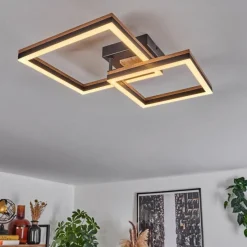 Lampes En Bois-Lampe Plafonnier Cascada LED Brun, Couleur bois, Noir, 1 lumière