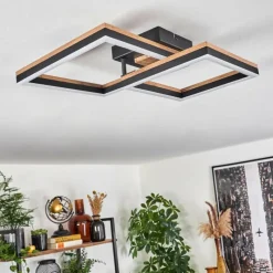 Lampes En Bois-Lampe Plafonnier Cascada LED Brun, Couleur bois, Noir, 1 lumière