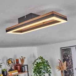 hofstein Plafonnier Cascada LED Brun, Couleur bois, Noir, 1 lumière