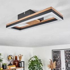 hofstein Plafonnier Cascada LED Brun, Couleur bois, Noir, 1 lumière