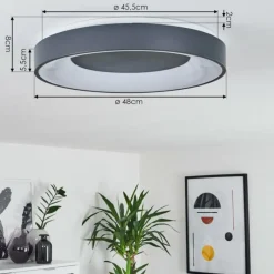 hofstein Plafonnier Casina LED Anthracite, Blanc, 1 lumière, Télécommandes