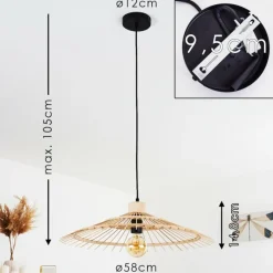 Style Boho-Chic-hofstein Plafonnier Castries Noir, 1 lumière