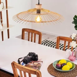 Style Boho-Chic-hofstein Plafonnier Castries Noir, 1 lumière