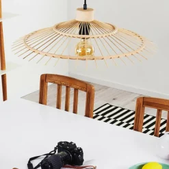 Style Boho-Chic-hofstein Plafonnier Castries Noir, 1 lumière