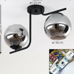 Suspension Verre Fumé-hofstein Plafonnier Cayuta Noir, 2 lumières