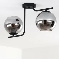 Suspension Verre Fumé-hofstein Plafonnier Cayuta Noir, 2 lumières