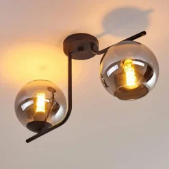 Suspension Verre Fumé-hofstein Plafonnier Cayuta Noir, 2 lumières