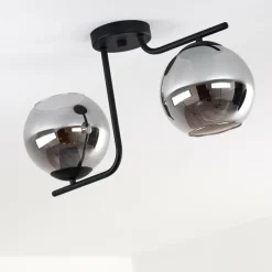 Suspension Verre Fumé-hofstein Plafonnier Cayuta Noir, 2 lumières