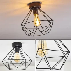 Luminaires Rustiques-hofstein Plafonnier Cenova Noir, 1 lumière