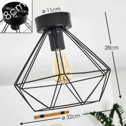 Luminaires Rustiques-hofstein Plafonnier Cenova Noir, 1 lumière