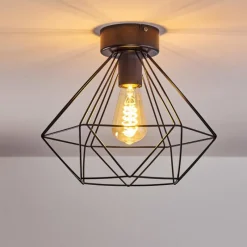 Luminaires Rustiques-hofstein Plafonnier Cenova Noir, 1 lumière