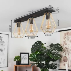 hofstein Plafonnier Cenova Noir, 3 lumières