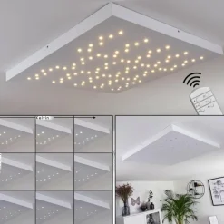 hofstein Plafonnier Cetara LED Gris, 1 lumière, Télécommandes, Changeur de couleurs